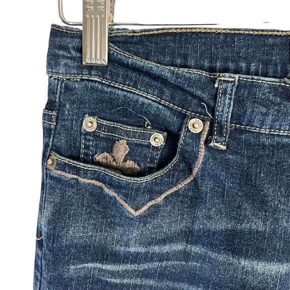 Liquid x Y2K Juniors Jeans Size 9 Flared Len Corduroy Patchwork Embellished Blue - Picture 8 of 11